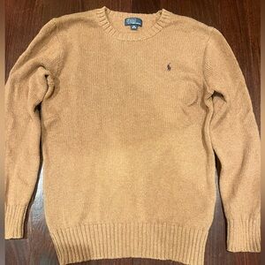 Ralph Lauren Polo Sweater - Size Medium, Camel Tan Crewneck Knit